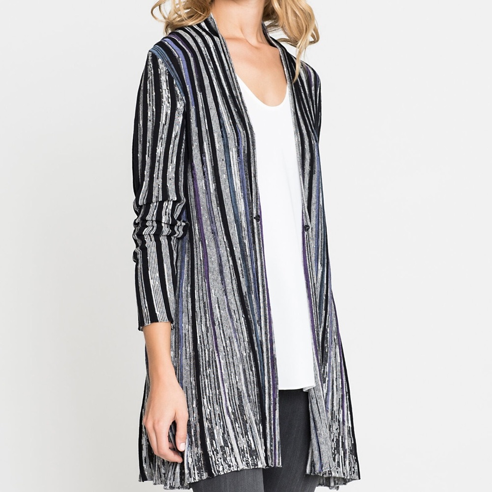 Nic+Zoe No Regrets Cardigan Sweater-1 Hook-Black,Purple,White- Size XS